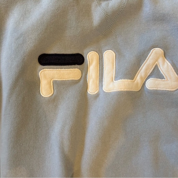 FILA womens french terry embroidered crewneck sweatshirt light blue - Picture 3 of 7
